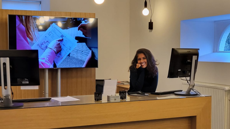Student at reception Teaching Hotel Chateau Bethlehem